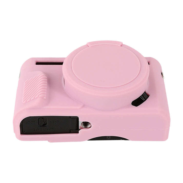 For Canon PowerShot G7 X Mark II / G7X2 Soft Silicone Protective Case with Lens Cover(Pink)
