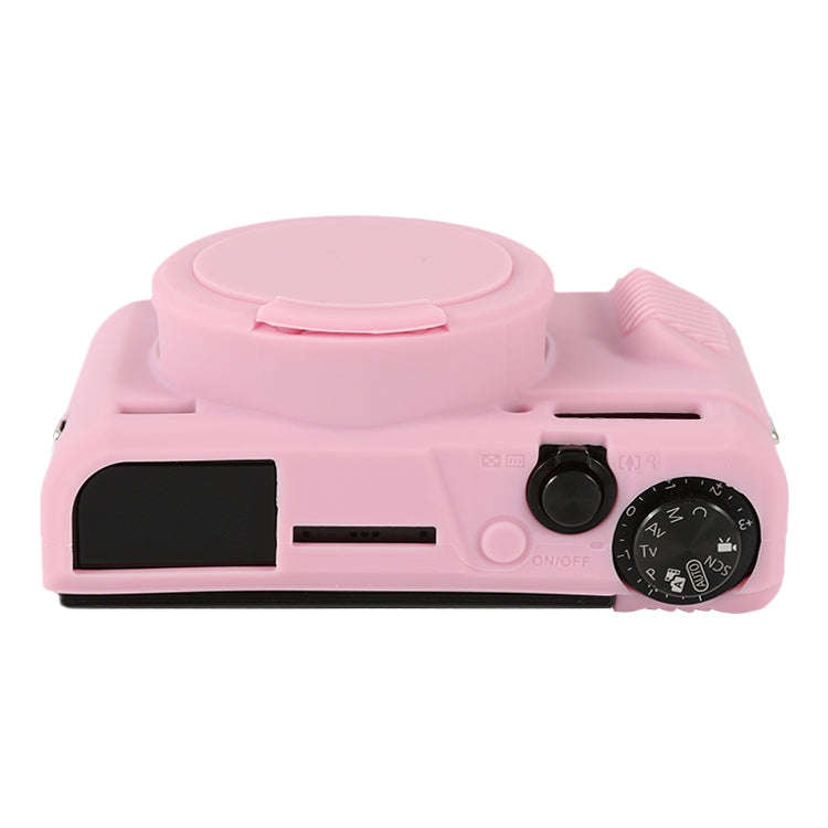 For Canon PowerShot G7 X Mark II / G7X2 Soft Silicone Protective Case with Lens Cover(Pink)