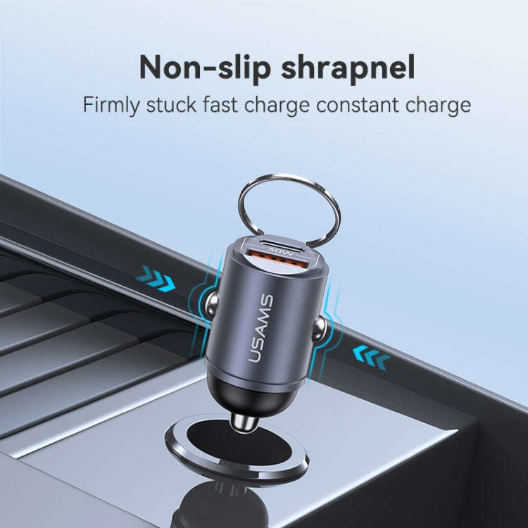 USAMS US-CC206 C38 PD30W USB + Type-C Dual Port Fast Charging Aluminum Alloy Car Charger(Tarnish)