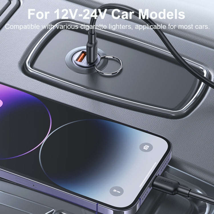USAMS US-CC206 C38 PD30W USB + Type-C Dual Port Fast Charging Aluminum Alloy Car Charger(Tarnish)