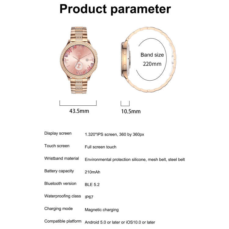 AK53 IP67 BT5.2 1.32inch Smart Watch Support Voice Call / Health Monitoring, Style:Silicone Strap...
