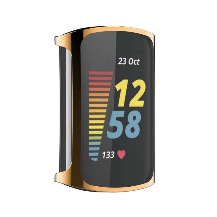 For Fitbit Charge 6 / 5 Full Coverage TPU Electroplated Watch Protective Case(Rose Gold)