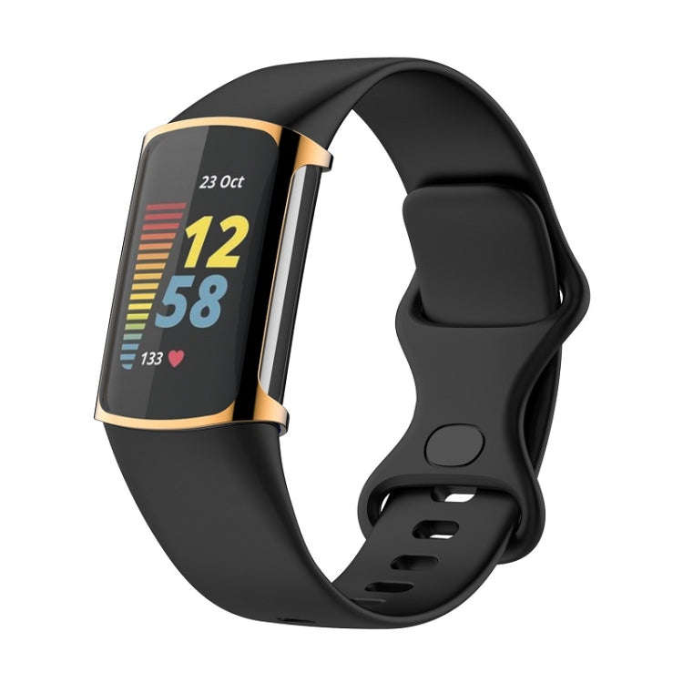 For Fitbit Charge 6 / 5 Full Coverage TPU Electroplated Watch Protective Case(Rose Gold)