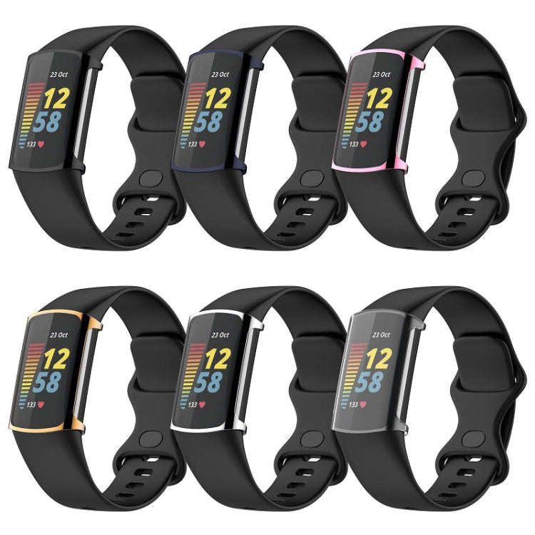 For Fitbit Charge 6 / 5 Full Coverage TPU Electroplated Watch Protective Case(Silver)