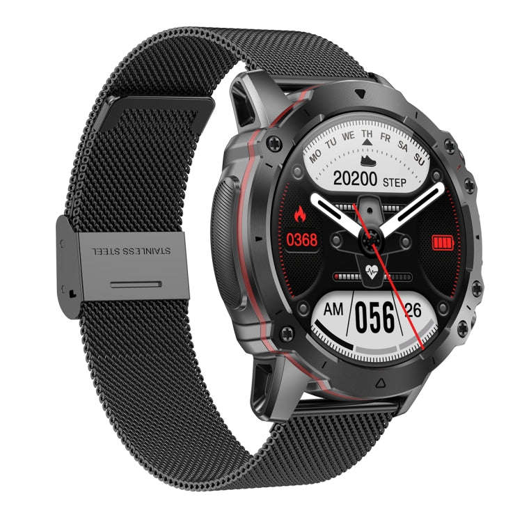 AK56 IP67 BT5.1 1.43inch Smart Watch Support Voice Call / Health Monitoring, Style:Steel Mesh Str...