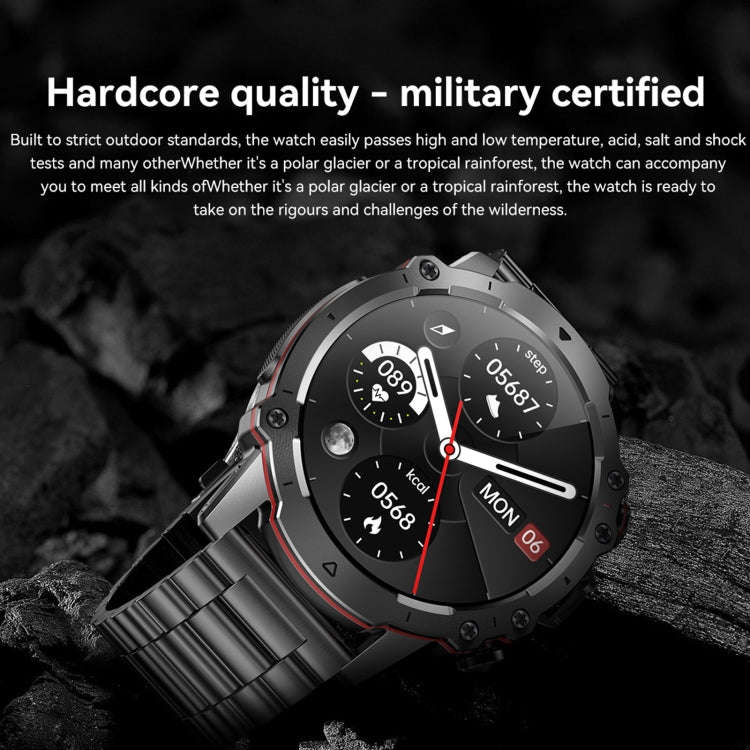 AK56 IP67 BT5.1 1.43inch Smart Watch Support Voice Call / Health Monitoring, Style:Pearl Steel St...