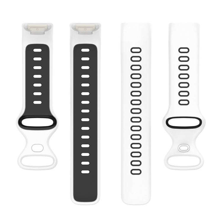 For Fitbit Charge 6 Two Color Silicone Watch Band(White Black)