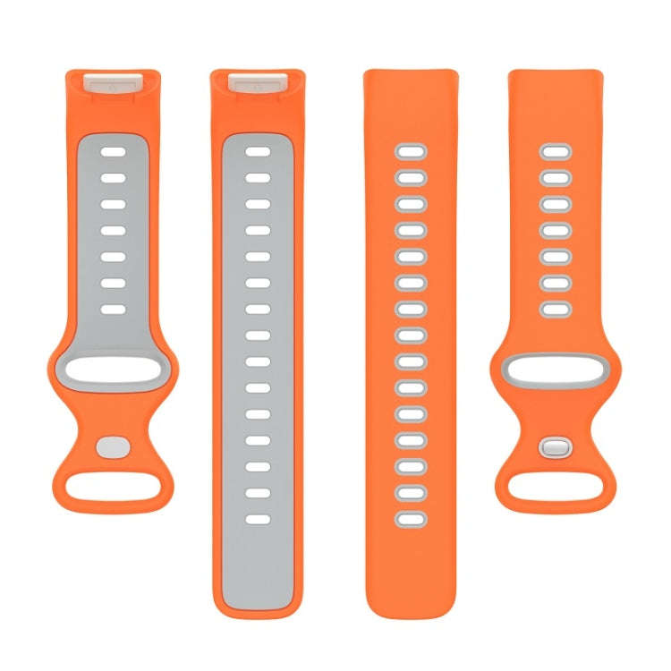 For Fitbit Charge 6 Two Color Silicone Watch Band(Orange Grey)