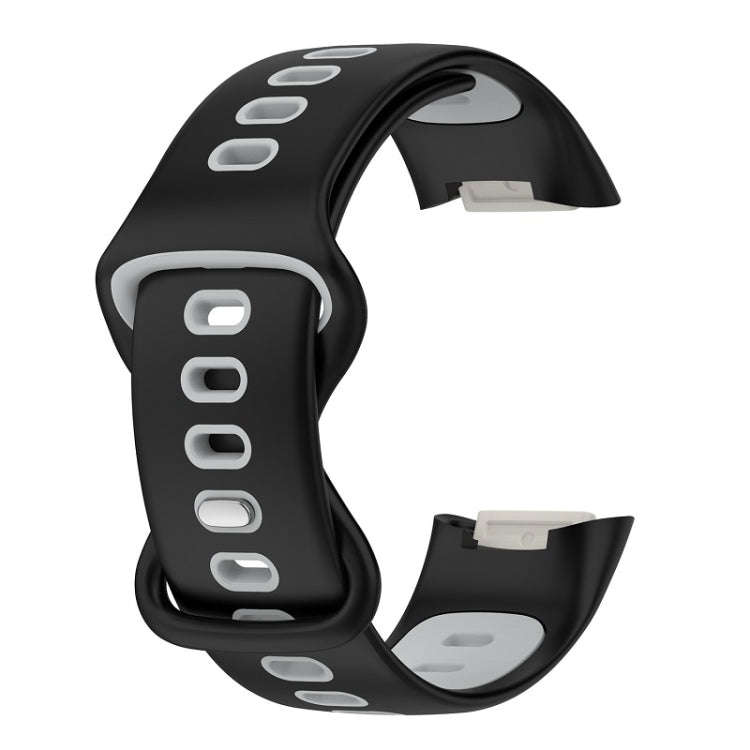 For Fitbit Charge 6 Two Color Silicone Watch Band(Black Grey)