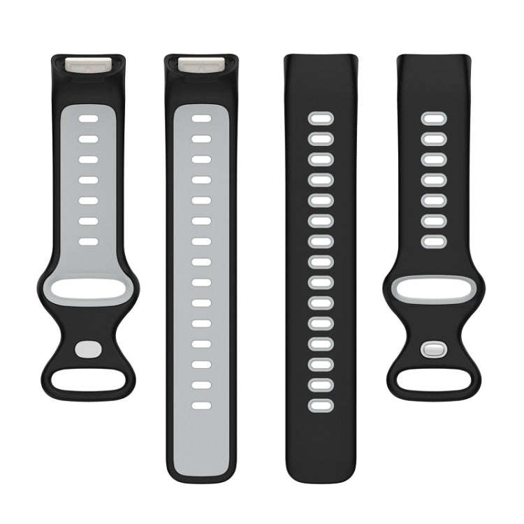 For Fitbit Charge 6 Two Color Silicone Watch Band(Black Grey)