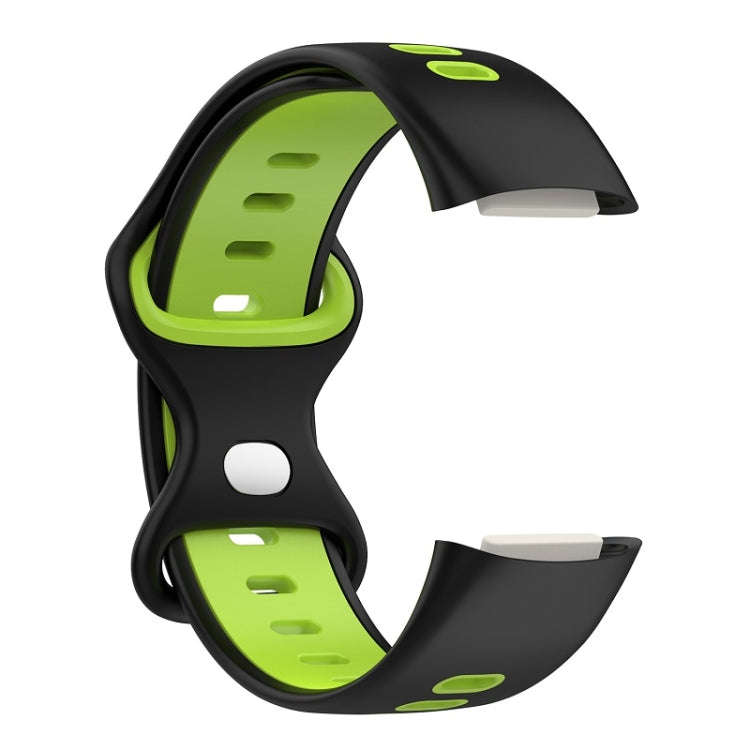 For Fitbit Charge 6 Two Color Silicone Watch Band(Black Lime)