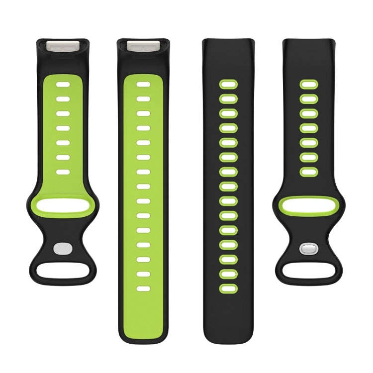For Fitbit Charge 6 Two Color Silicone Watch Band(Black Lime)