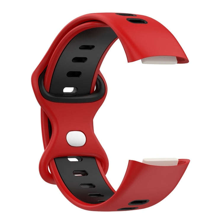 For Fitbit Charge 6 Two Color Silicone Watch Band(Red Black)