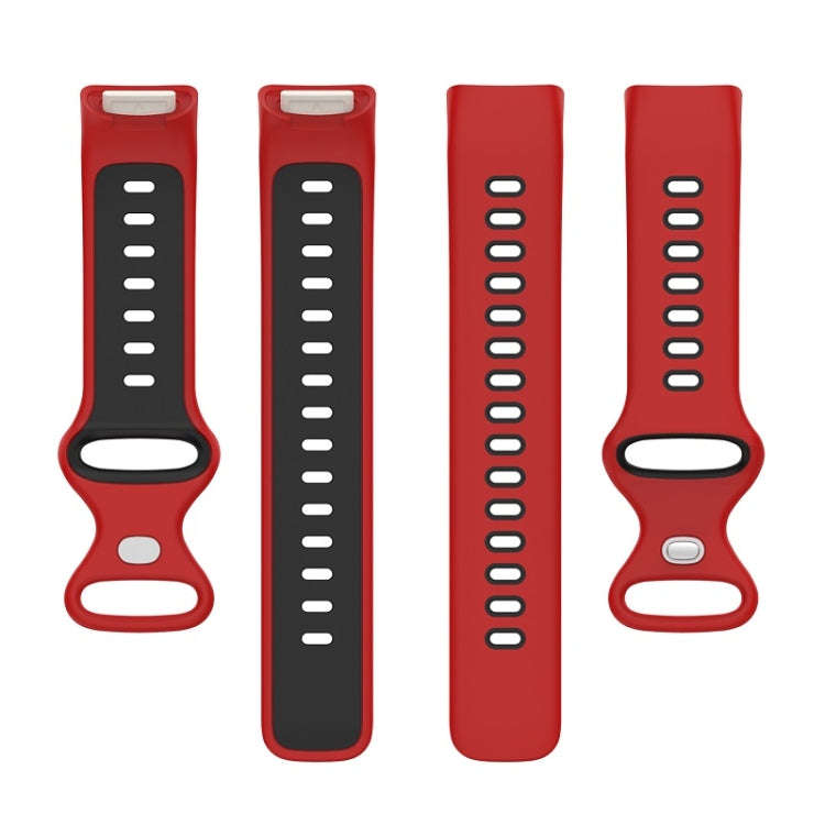 For Fitbit Charge 6 Two Color Silicone Watch Band(Red Black)