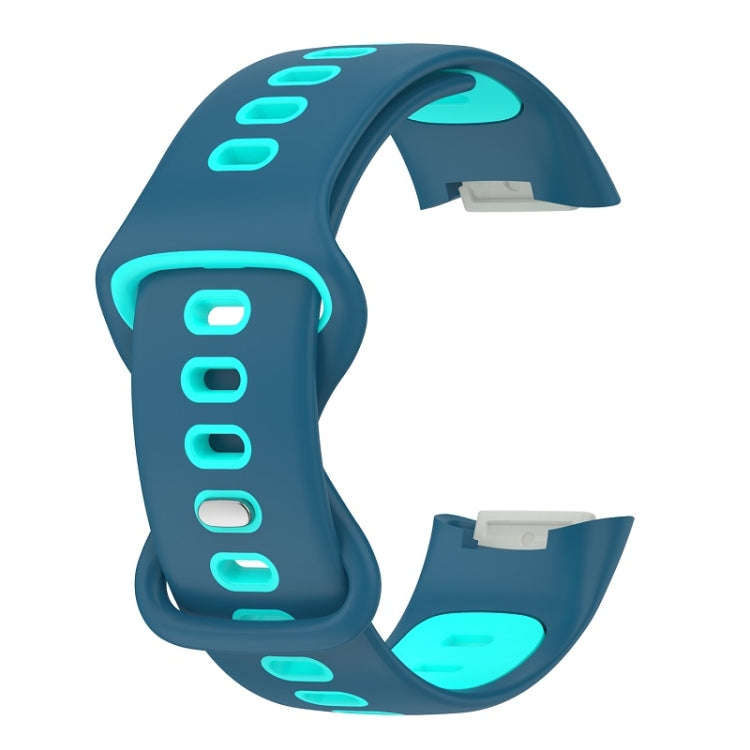 For Fitbit Charge 6 Two Color Silicone Watch Band(Blue Teal)