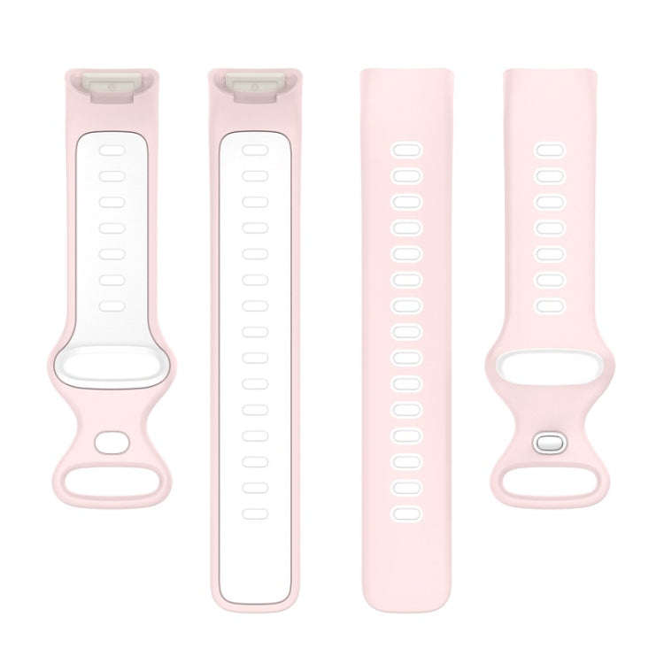 For Fitbit Charge 6 Two Color Silicone Watch Band(Sand Powder White)
