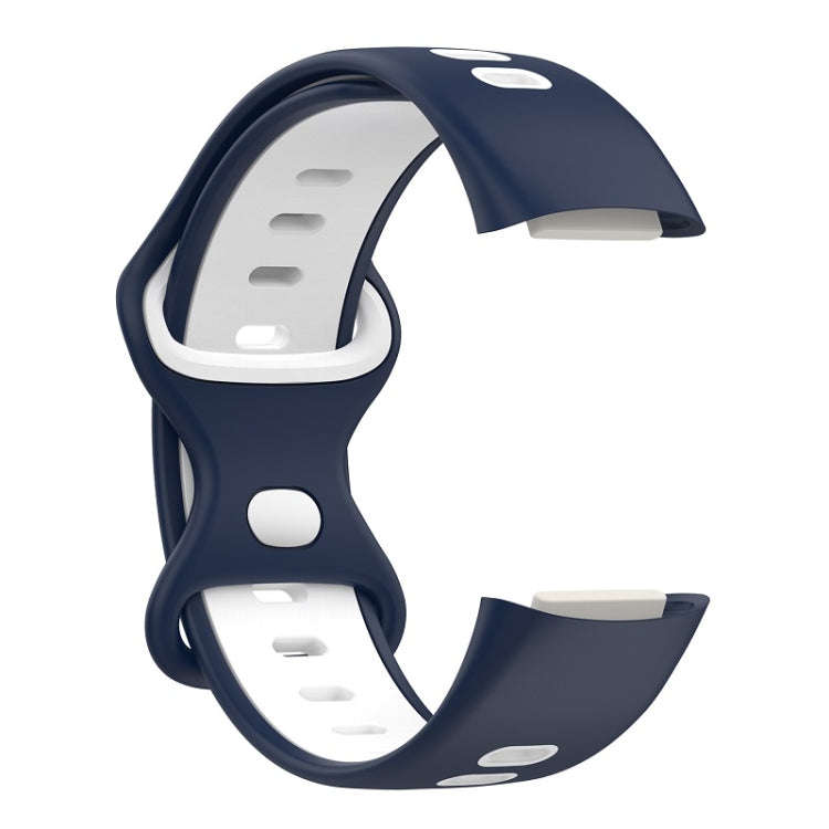 For Fitbit Charge 6 Two Color Silicone Watch Band(Midnight Blue White)
