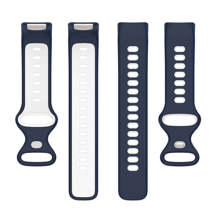 For Fitbit Charge 6 Two Color Silicone Watch Band(Midnight Blue White)