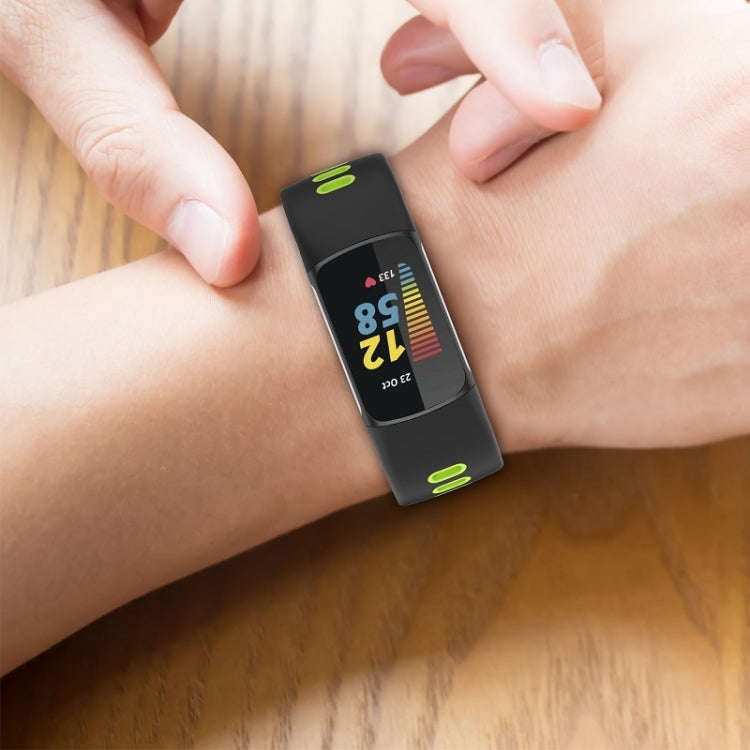 For Fitbit Charge 6 Two Color Silicone Watch Band(Black Grey)
