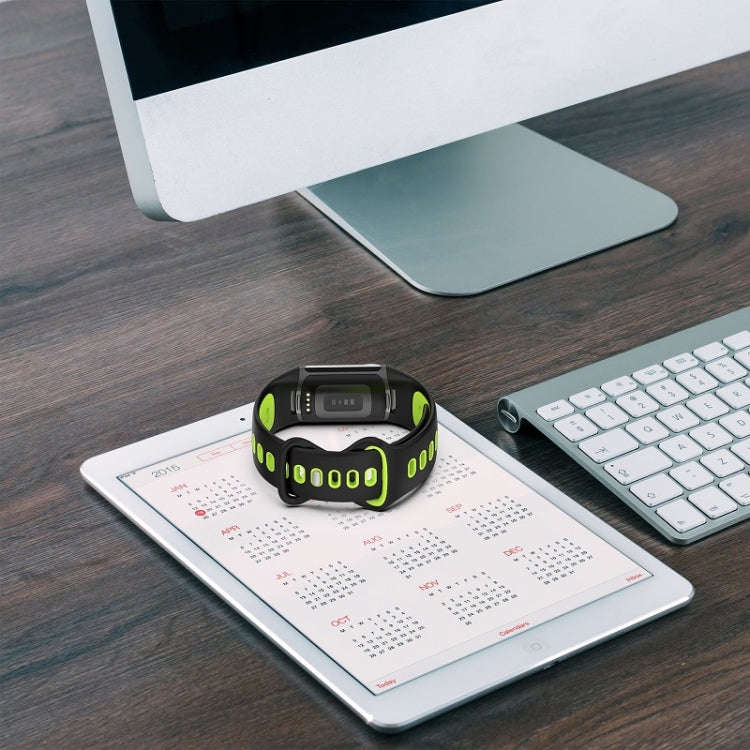 For Fitbit Charge 6 Two Color Silicone Watch Band(Black Lime)