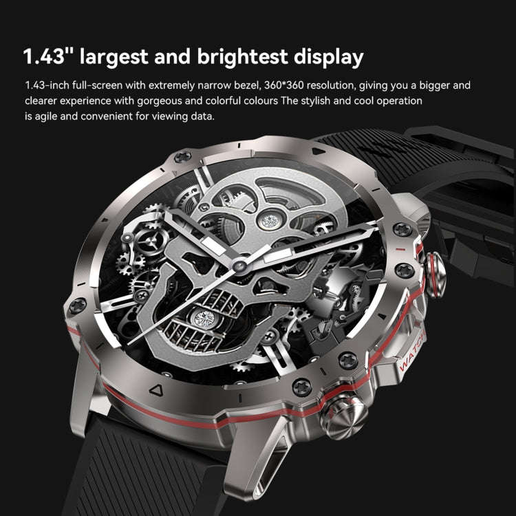 AK56 IP67 BT5.1 1.43inch Smart Watch Support Voice Call / Health Monitoring, Style:Silicone Strap...
