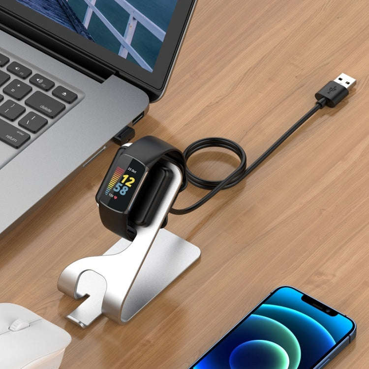 For Fitbit Charge 6 / Luxe Portable Magnetic Metal Charger Holder(Silver)