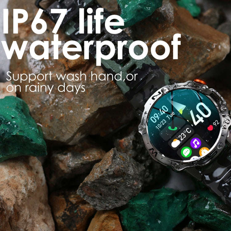 K59 IP67 BT5.0 1.43inch Smart Watch Support Voice Call / Sleep Detection(Camo Green)