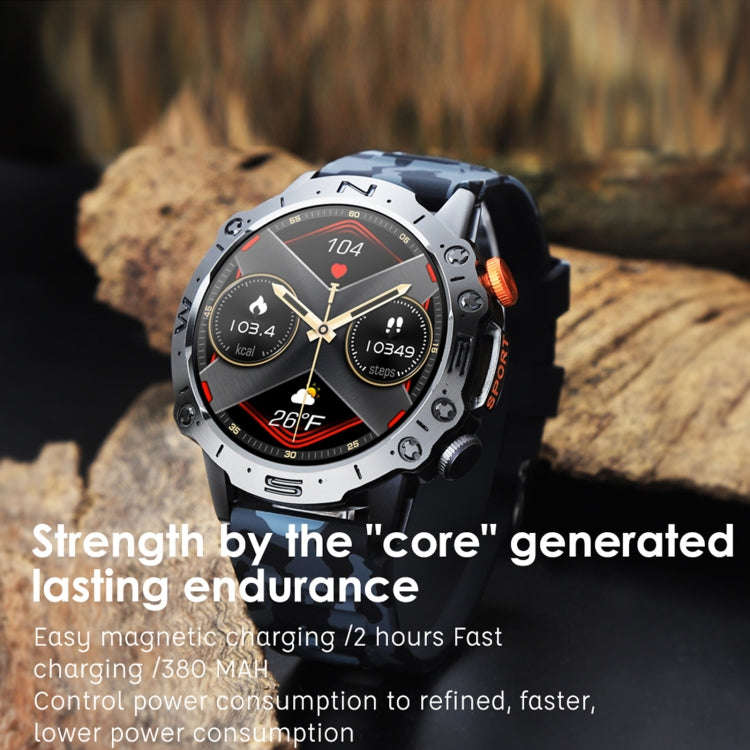 K59 IP67 BT5.0 1.43inch Smart Watch Support Voice Call / Sleep Detection(Black)