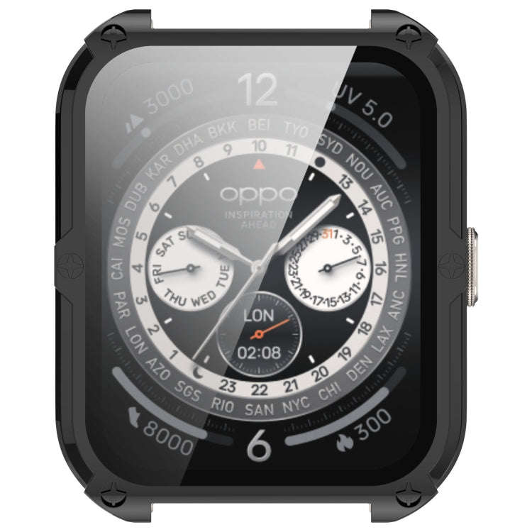 For OPPO Watch 4 Pro PC + Tempered Film Integrated Watch Protective Case(Black)
