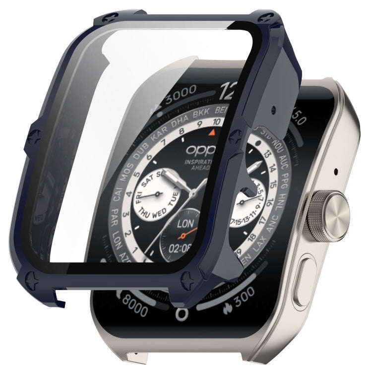 For OPPO Watch 4 Pro PC + Tempered Film Integrated Watch Protective Case(Ink Blue)