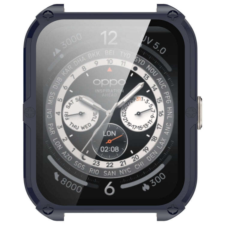 For OPPO Watch 4 Pro PC + Tempered Film Integrated Watch Protective Case(Ink Blue)