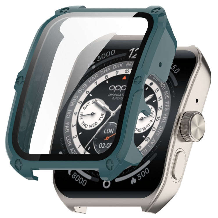 For OPPO Watch 4 Pro PC + Tempered Film Integrated Watch Protective Case(Pine Green)