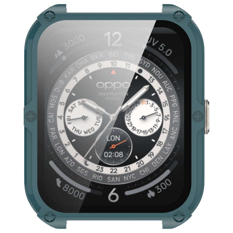 For OPPO Watch 4 Pro PC + Tempered Film Integrated Watch Protective Case(Pine Green)