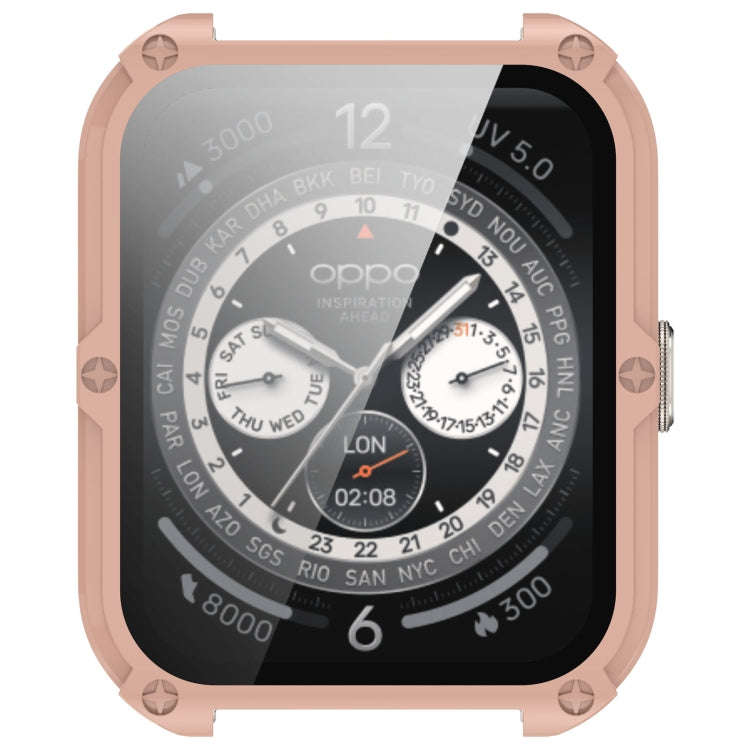 For OPPO Watch 4 Pro PC + Tempered Film Integrated Watch Protective Case(Pink)