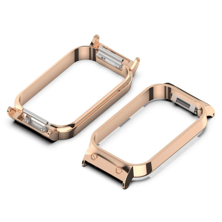 For Xiaomi Smart Band 8 Active / Redmi Band 2 Metal Frame Watch Protective Case(Rose Gold)