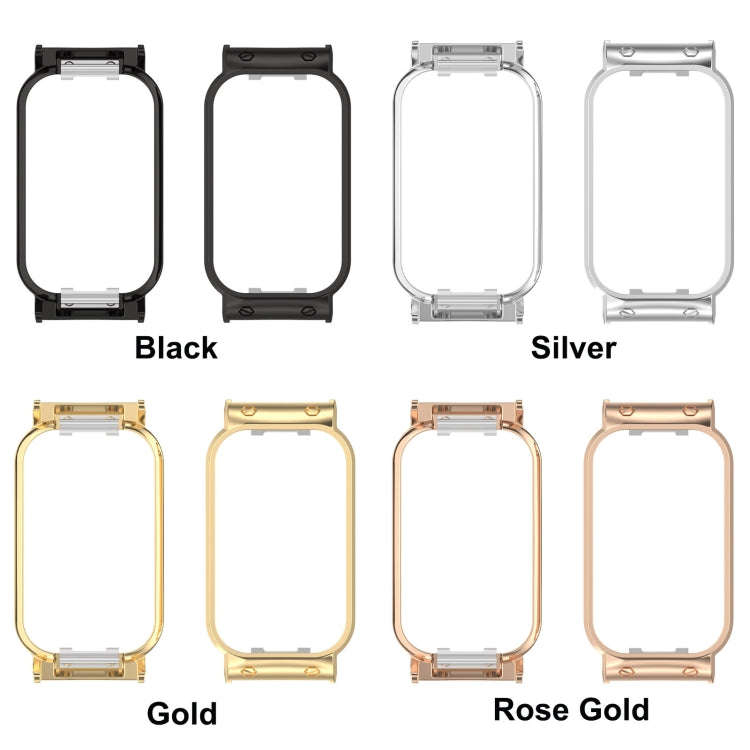 For Xiaomi Smart Band 8 Active / Redmi Band 2 Metal Frame Watch Protective Case(Rose Gold)