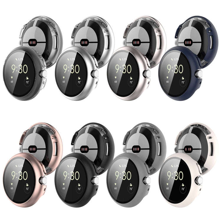 For Google Pixel Watch 2 PC + Tempered Film Integrated Watch Protective Case(Midnight Blue)