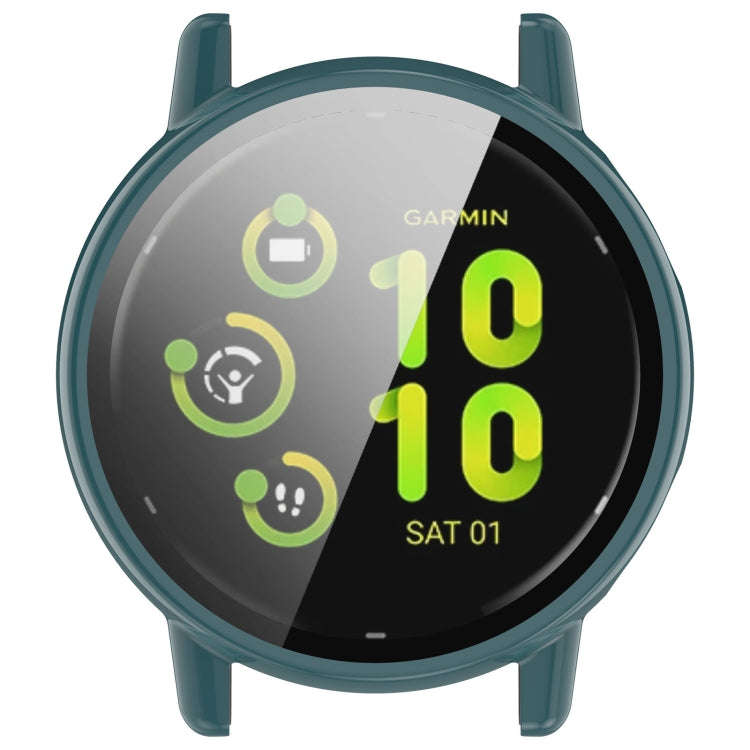 For Garmin vivoactive 5 / Active 5 PC + Tempered Film Integrated Watch Protective Case(Green)