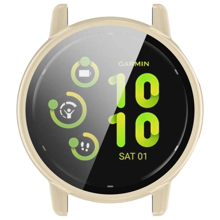 For Garmin vivoactive 5 / Active 5 PC + Tempered Film Integrated Watch Protective Case(Ivory)