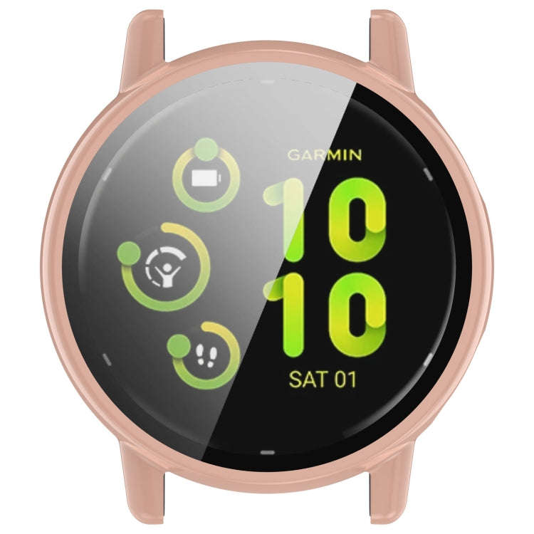 For Garmin vivoactive 5 / Active 5 PC + Tempered Film Integrated Watch Protective Case(Pink)
