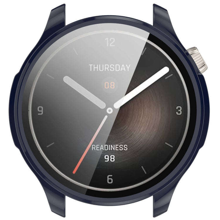 For Amazfit Balance A2286 PC + Tempered Film Integrated Watch Protective Case(Ink Blue)