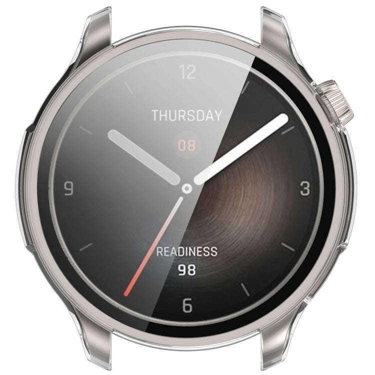 For Amazfit Balance A2286 PC + Tempered Film Integrated Watch Protective Case(Transparent White)