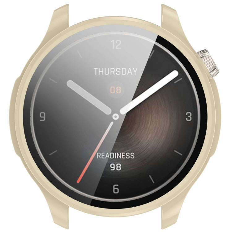 For Amazfit Balance A2286 PC + Tempered Film Integrated Watch Protective Case(Ivory White)