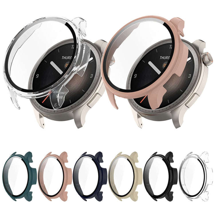 For Amazfit Balance A2286 PC + Tempered Film Integrated Watch Protective Case(Transparent White)