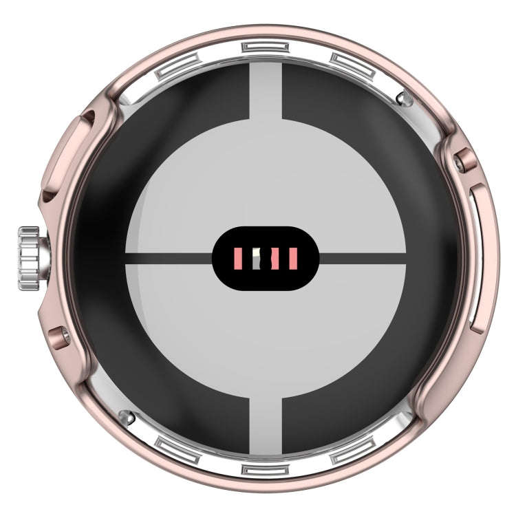 For Google Pixel Watch 2 Half Pack Hollow PC Watch Protective Case(Rose Gold)