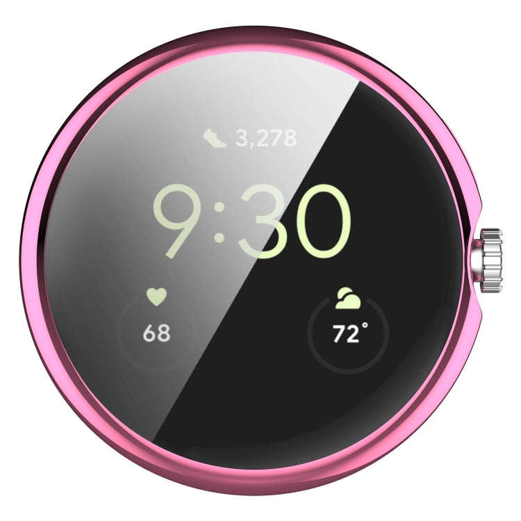 For Google Pixel Watch 2 Full Coverage TPU Electroplated Watch Protective Case(Pink)