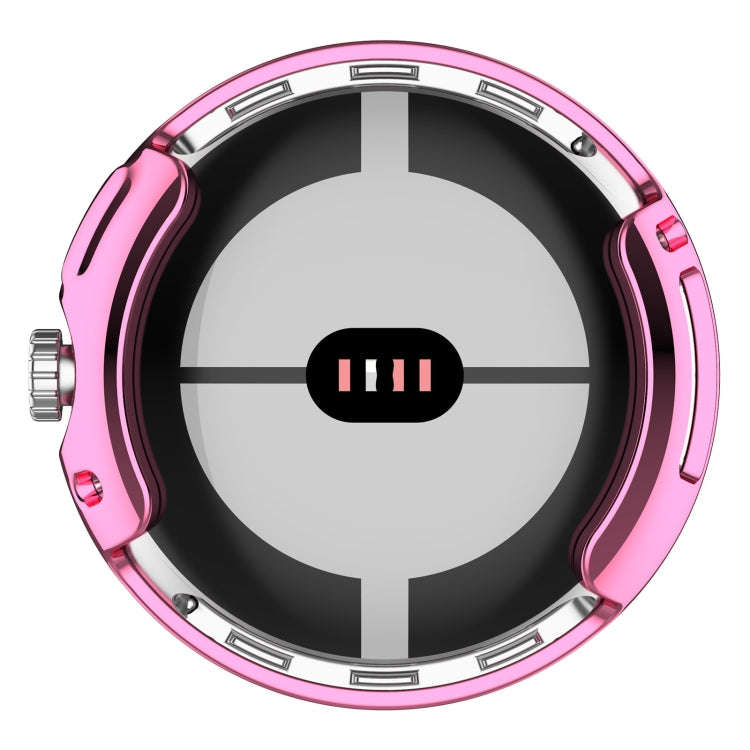 For Google Pixel Watch 2 Full Coverage TPU Electroplated Watch Protective Case(Pink)