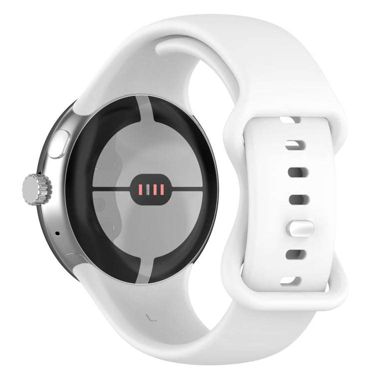 For Google Pixel Watch 2 Solid Color Silicone Watch Band, Size:S Size(White)