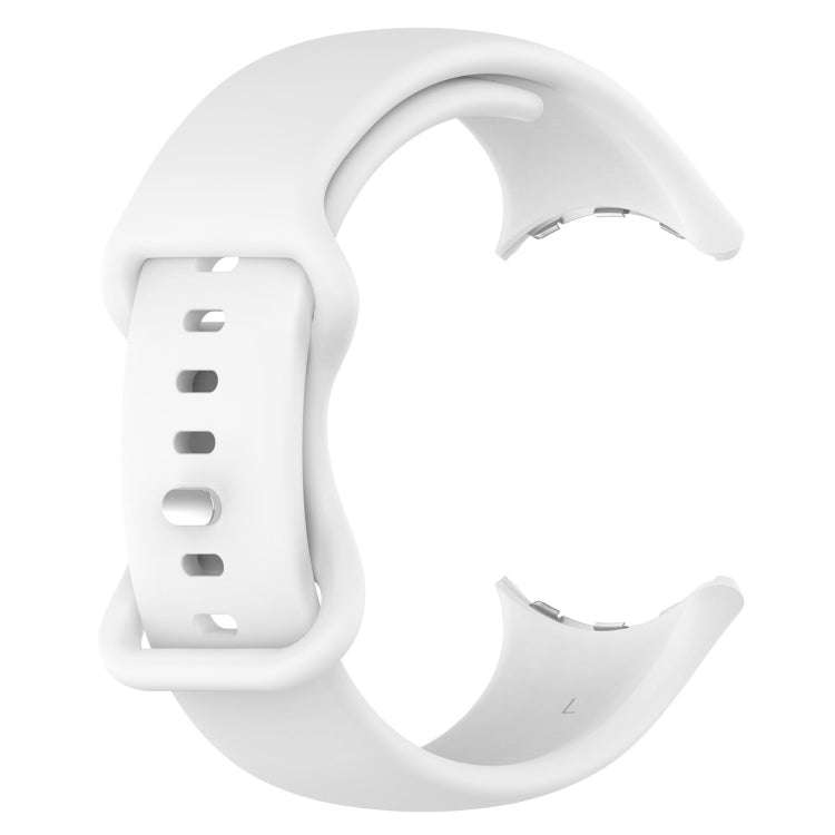 For Google Pixel Watch 2 Solid Color Silicone Watch Band, Size:S Size(White)