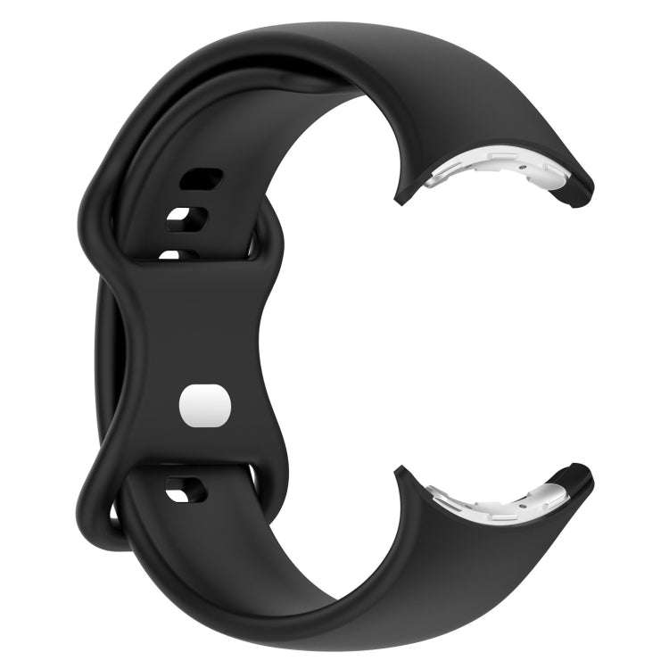 For Google Pixel Watch 2 Solid Color Silicone Watch Band, Size:S Size(Black)